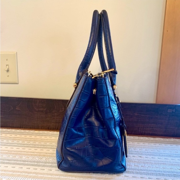 💙 Beautiful‼️ Ralph Lauren navy leather croc
embossed double zip two-way satchel - Picture 5 of 14